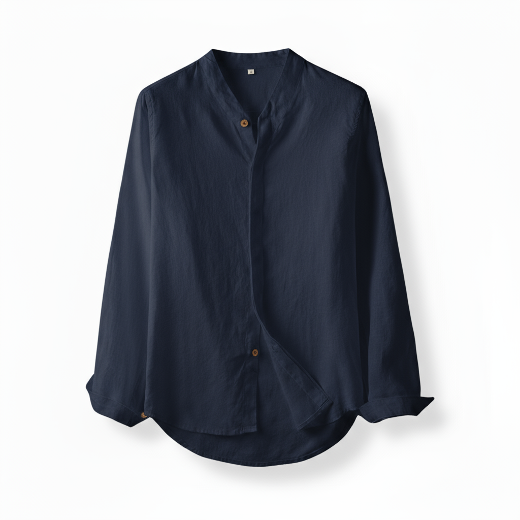 Firenzi Sorrento Band Collar Linen Shirt