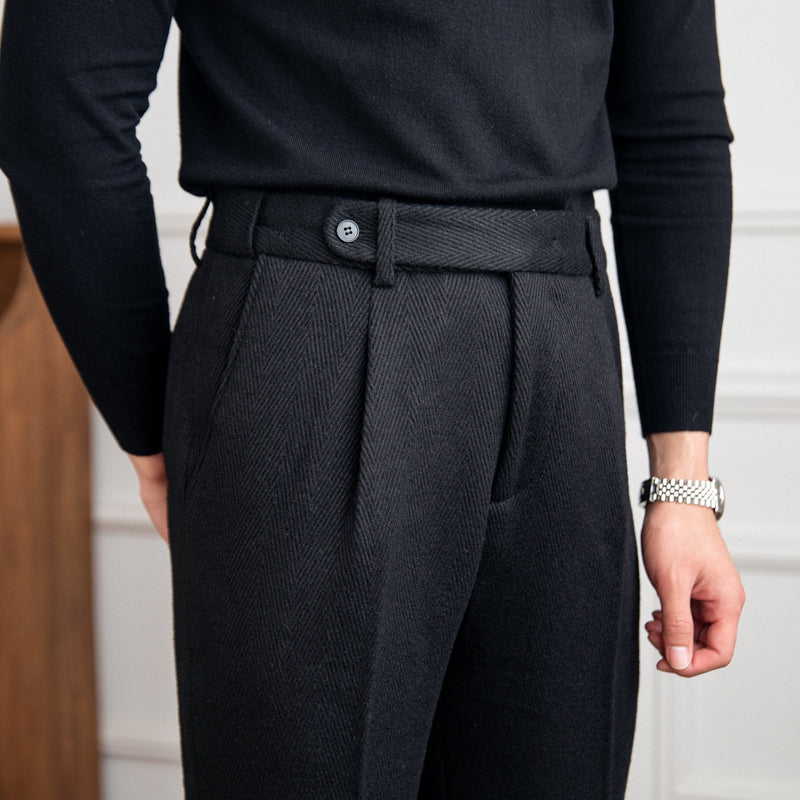 Firenzi Lucente Herringbone Wool Trousers