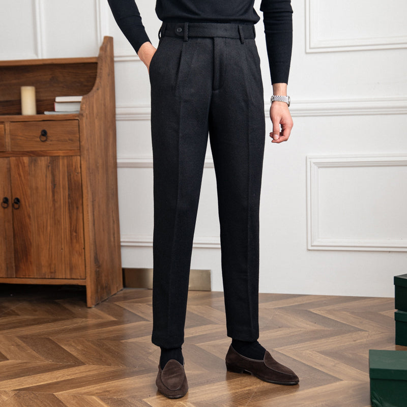 Firenzi Lucente Herringbone Wool Trousers