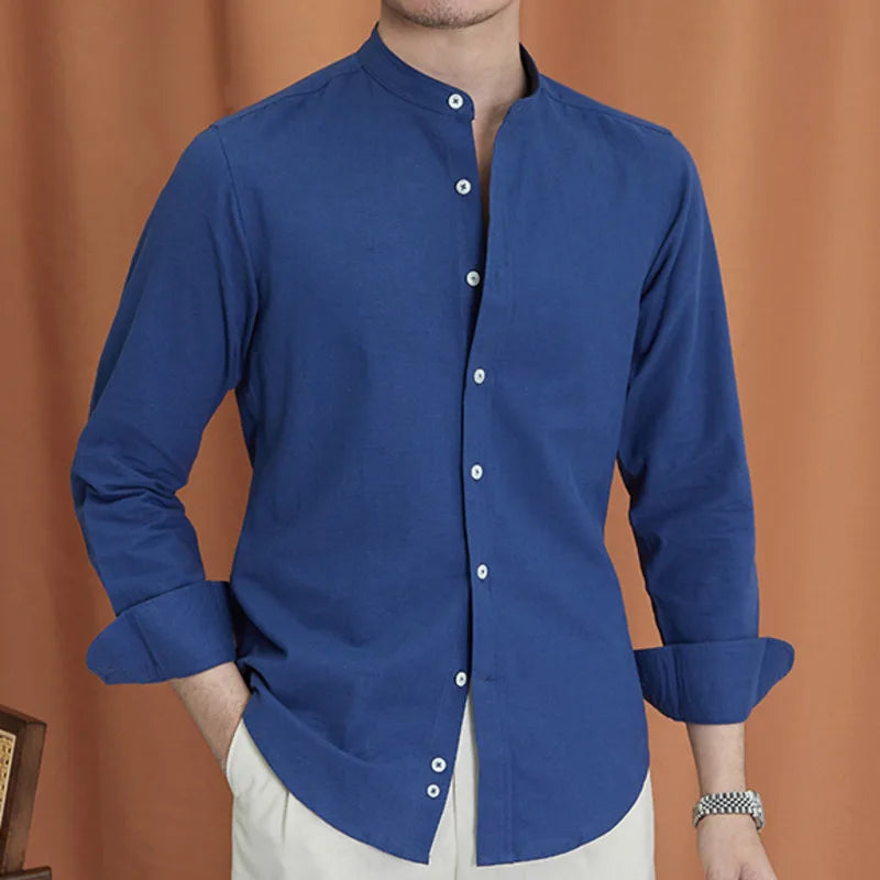 Firenzi Valbonne Mao Collar Cotton Shirt