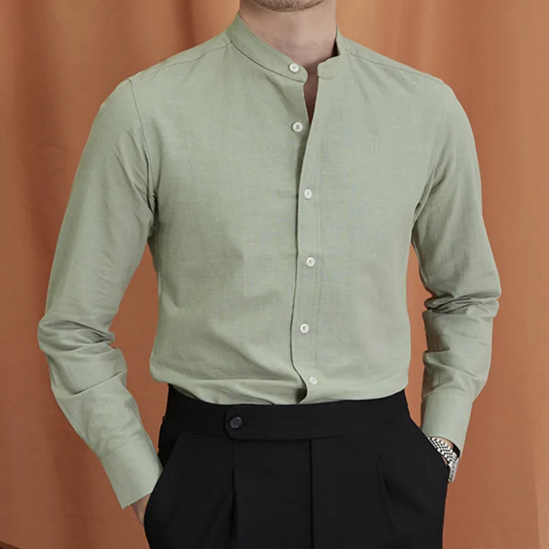 Firenzi Valbonne Mao Collar Cotton Shirt
