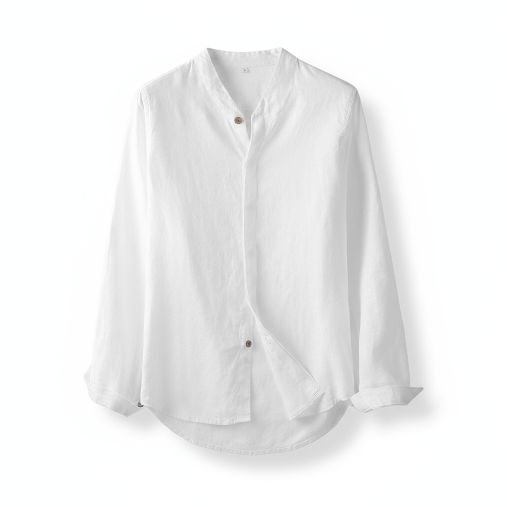 Firenzi Sorrento Band Collar Linen Shirt
