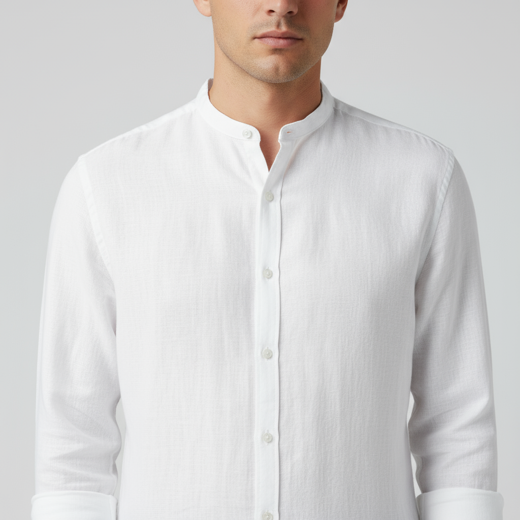 Firenzi Sorrento Band Collar Linen Shirt