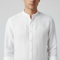 Firenzi Sorrento Band Collar Linen Shirt