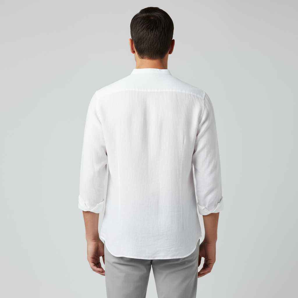 Firenzi Sorrento Band Collar Linen Shirt