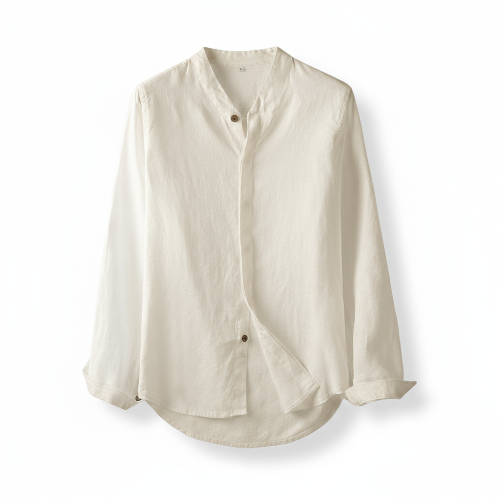 Firenzi Sorrento Band Collar Linen Shirt