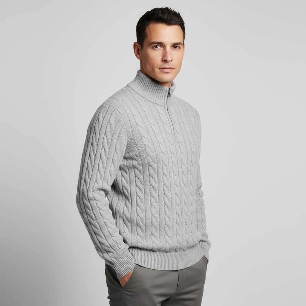 Firenzi Montclair Cable Quarter-Zip Sweater