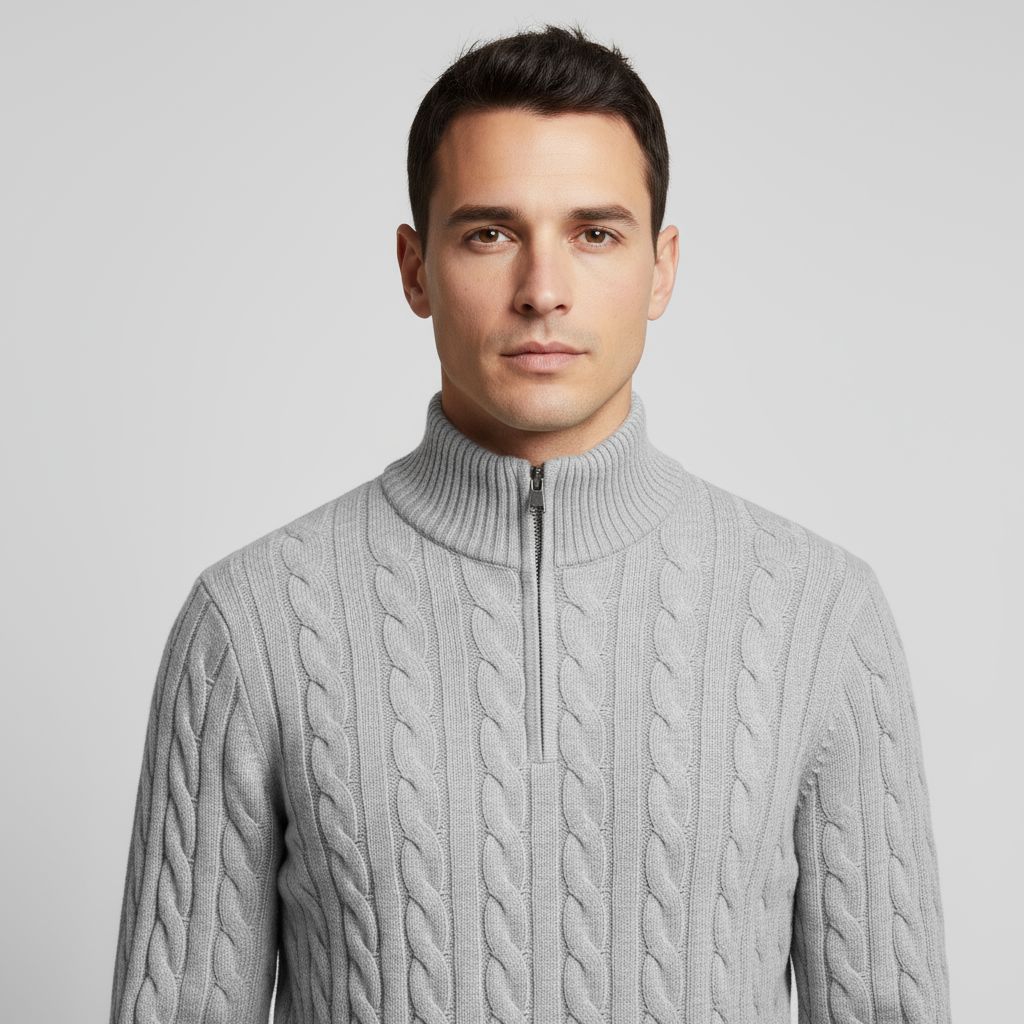 Firenzi Montclair Cable Quarter-Zip Sweater